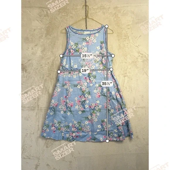 J. JILL Women's XS Petite Linen Clear Blue Floral Lagenlook Sleeveless Shift - Picture 7 of 7